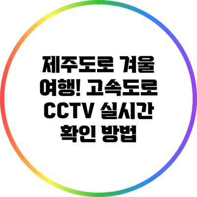 제주도로 겨울 여행! 고속도로 CCTV 실시간 확인 방법