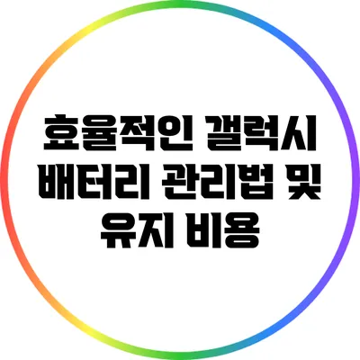 효율적인 갤럭시 배터리 관리법 및 유지 비용