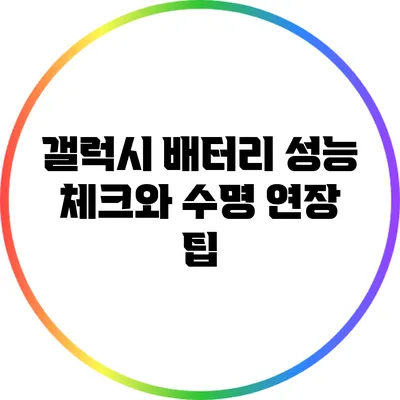 갤럭시 배터리 성능 체크와 수명 연장 팁