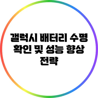 갤럭시 배터리 수명 확인 및 성능 향상 전략