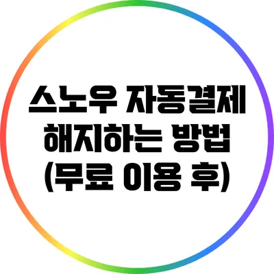 스노우 자동결제 해지하는 방법 (무료 이용 후)