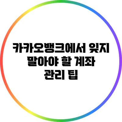 카카오뱅크에서 잊지 말아야 할 계좌 관리 팁