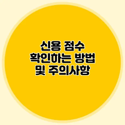 신용 점수 확인하는 방법 및 주의사항