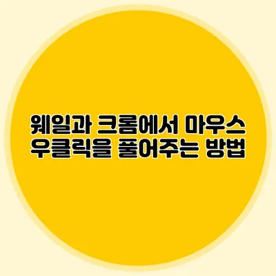 웨일과 크롬에서 마우스 우클릭을 풀어주는 방법