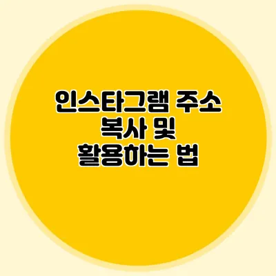 인스타그램 주소 복사 및 활용하는 법