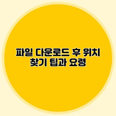 파일 다운로드 후 위치 찾기 팁과 요령