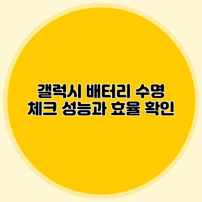 갤럭시 배터리 수명 체크: 성능과 효율 확인