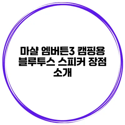 마샬 엠버튼3 캠핑용 블루투스 스피커 장점 소개