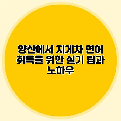 양산에서 지게차 면허 취득을 위한 실기 팁과 노하우